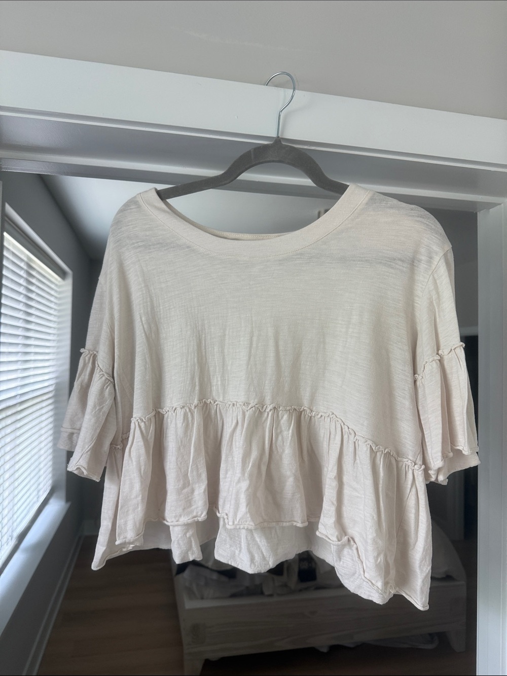 Altar'd State Cream Ruffle-Hem Crop Top